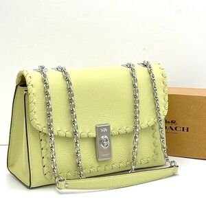 COACH NWT Lane Shoulder Bag With Whipstitch COLOR:
Silver/Pale Lime